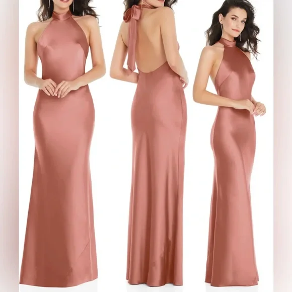 Social Bridesmaids Dresses Social Bridesmaid Halter Column